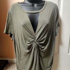 BAr III Olive Green Women's Top with Knot Detail